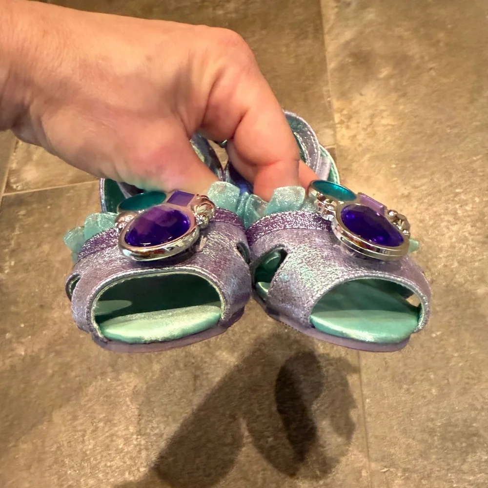 Disney Girls Iridescent Teal and Purple Gem Dress Sandals